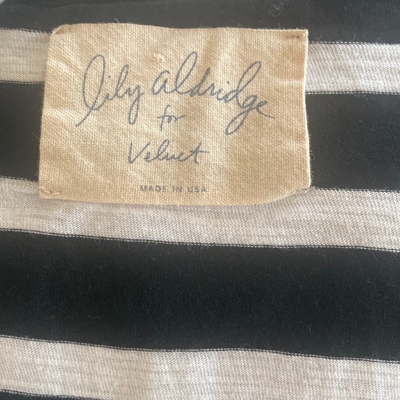 Lilly Aldridge for Velvet Black and White Striped Mini T-Shirt Dress - Picture 6 of 6